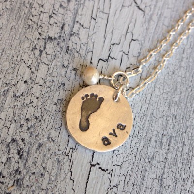 Your Baby's Footprint Circle Pendant In Fine Silver, Keepsake Footprint, Mothers Day