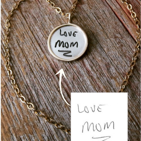 Your Handwriting Necklace - custom engraved signature necklace - actual handwriting name charm - gold, silver