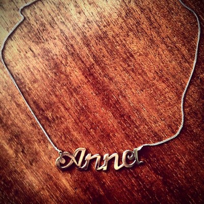 cursive script name necklace - running hand name necklace - longhand name in sterling silver - handwriting name pendant - cursive writing