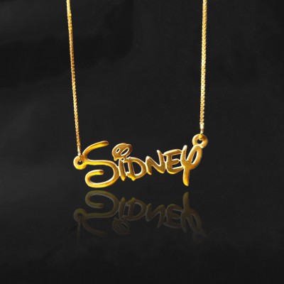 gold 18k disney name necklace gold plated 18k disney font necklace disney jewelry disney pendant disneyland necklace with name gift for kids