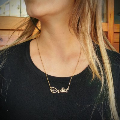 gold disney font pendant - disney jewelry - disney lovers - disney gift - disney necklace name - personalized disney necklace - disney name