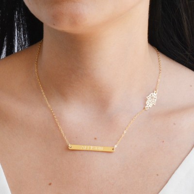 gold necklace- bar necklace -name necklace - gold bar necklace - gold filled necklace- hamsa necklace - skinny bar necklace - B250