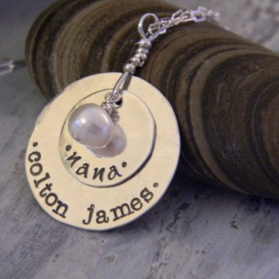grandmother  necklace - personalized mothers necklace -  hand stamped name -  nana - custom necklace with grandchildren names