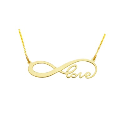 inf01yL - Yellow Gold Plated Sterling Silver 1.75" Infinity Love Necklace