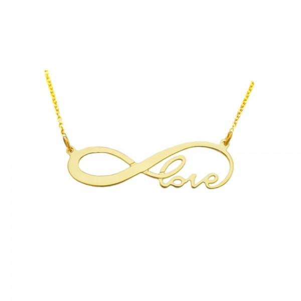 inf01yL - Yellow Gold Plated Sterling Silver 1.75" Infinity Love Necklace