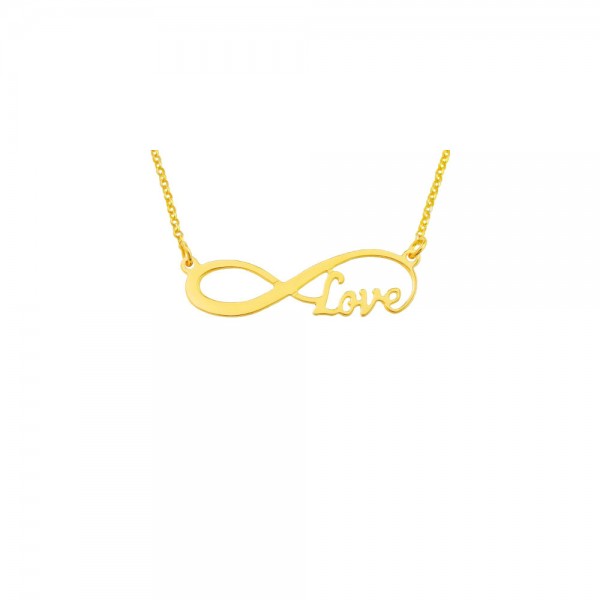 inf03yL - Yellow Gold Plated Sterling Silver 1.75" Elegant Infinity Love Necklace