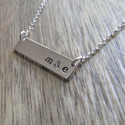 initial bar necklace custom necklace you choose the initials or date or word
