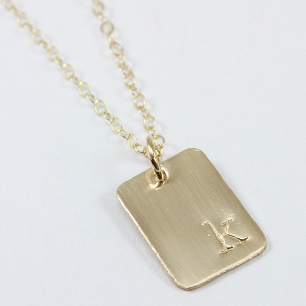 initial necklace, gold initial necklace, gold necklace, rectangle necklace, gift for women, personalized gift, christmas gift, tag you're it