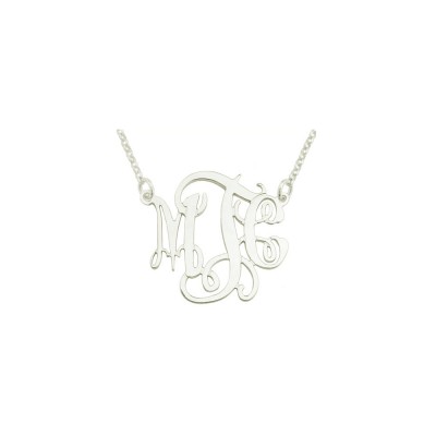 mono110 - 1" sterling Silver Elegant Monogram Necklace