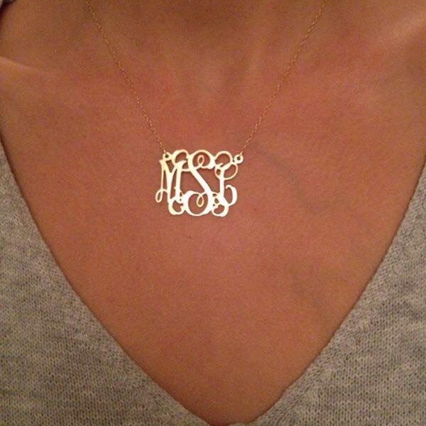 mothers day gift, Monogram Necklace,Personalized Monogram Necklace,Initials Necklace,Custom Necklace,Monogram Pendant,Monogram Jewelry