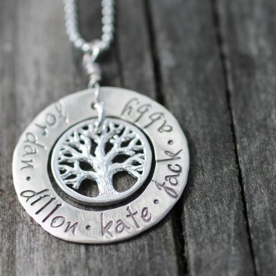 personalized mother necklace - hand stamped necklace with names - family tree jewelry - gift idea for mom