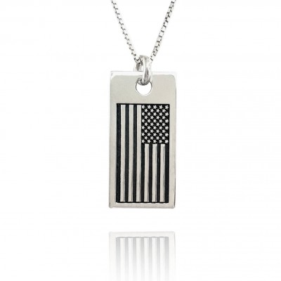 usa necklace for men, National Flag, USA Pendant Sterling Silver, Silver State Necklace, American Flag Necklace, gift for men
