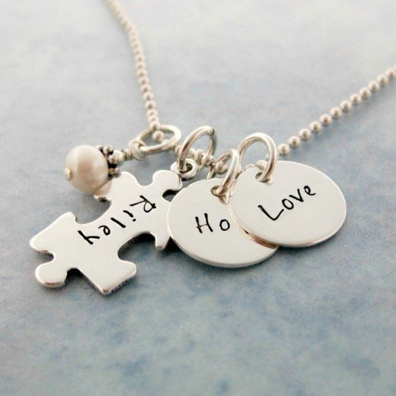 Autism Necklace Autism Mom Personalized Puzzle Necklace Mothers