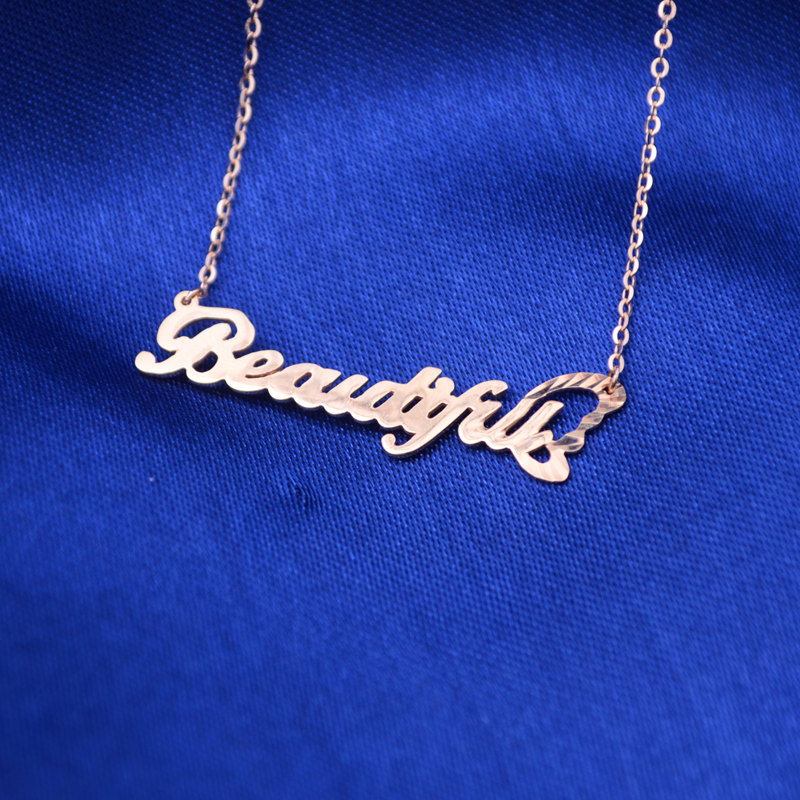 Beautiful 18k Rose Gold Words Necklace Custom Name Personalized Words