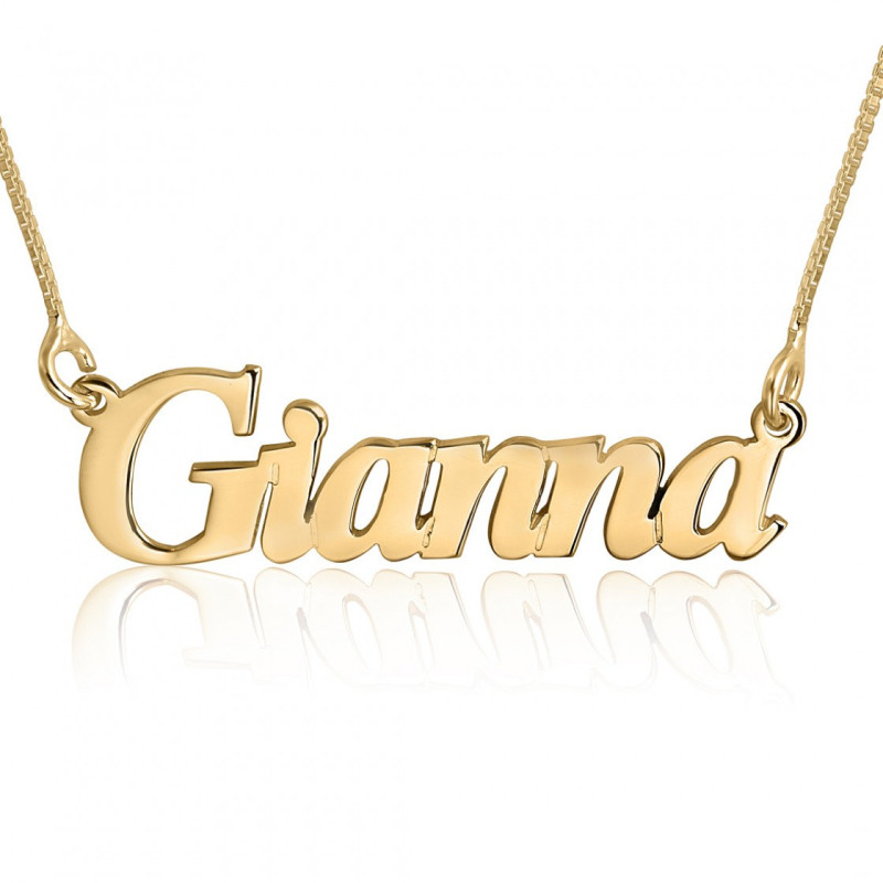 Cursive Name Necklace Gold Worn Necklace Nameplate Necklace Real Gold 