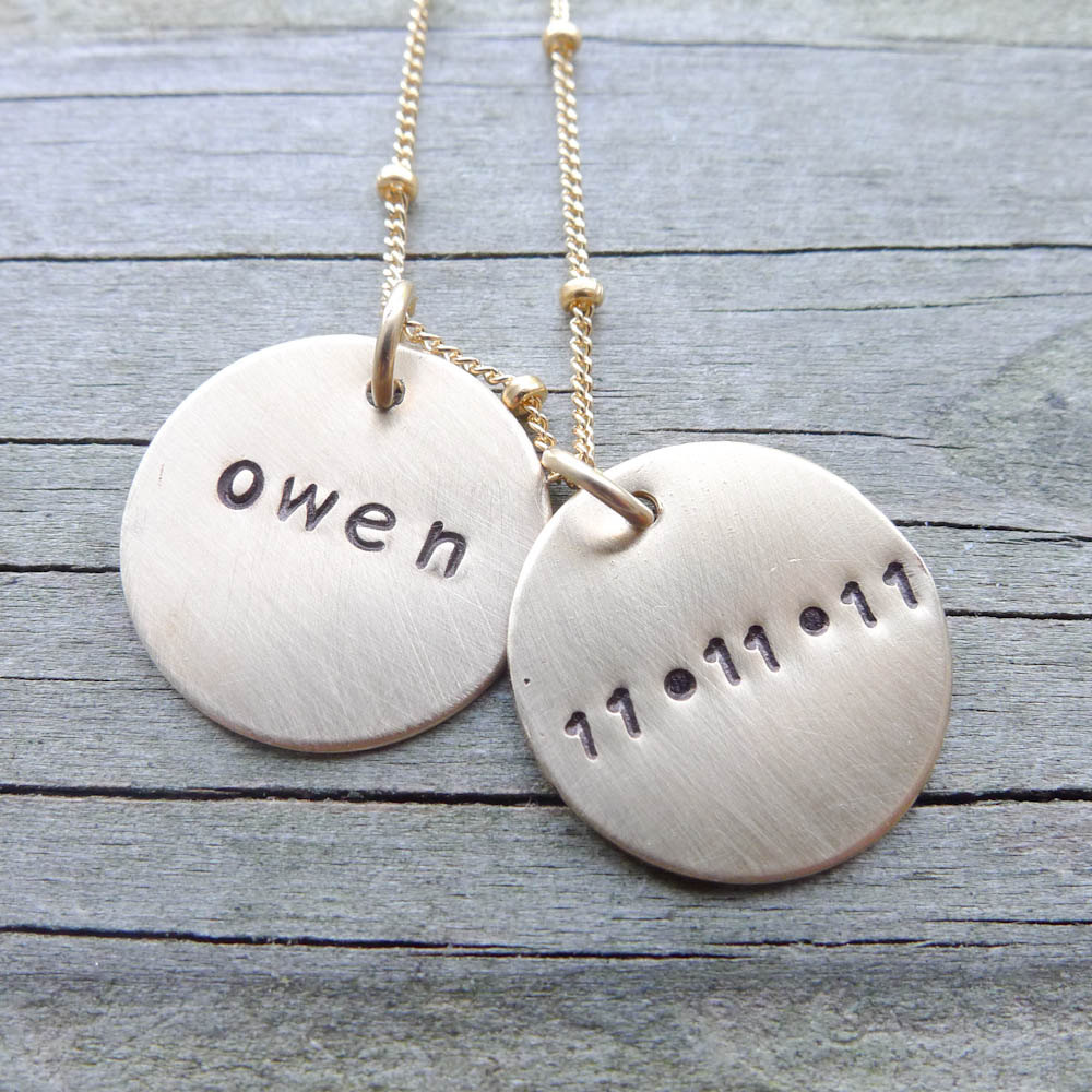 Gold Mom Necklace Personalized Goldfill Engraved Kids Names Necklaces