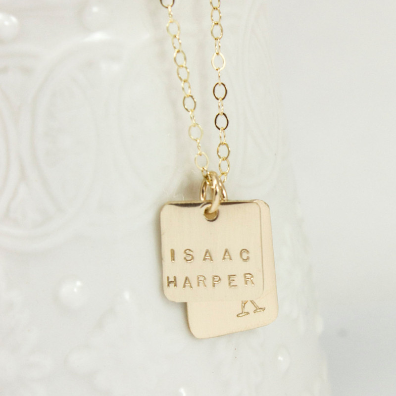 Gold name Necklace Personalized Gold Necklace initial square