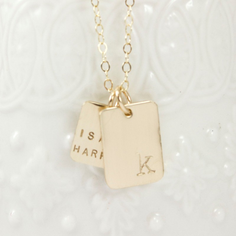Gold name Necklace Personalized Gold Necklace initial square