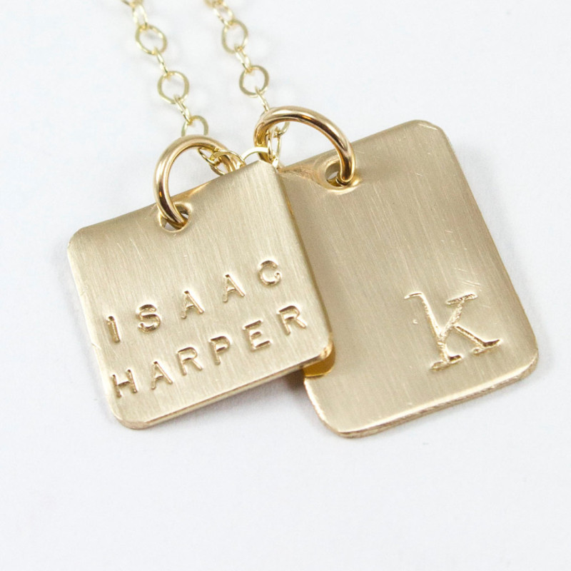 Gold name Necklace Personalized Gold Necklace initial square