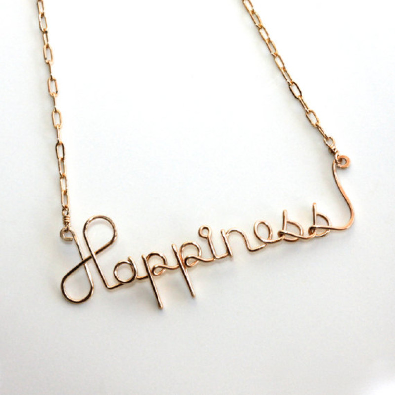 Happy Necklace * Happy Jewelry * Happiness * Happy * Wire Words * Wire