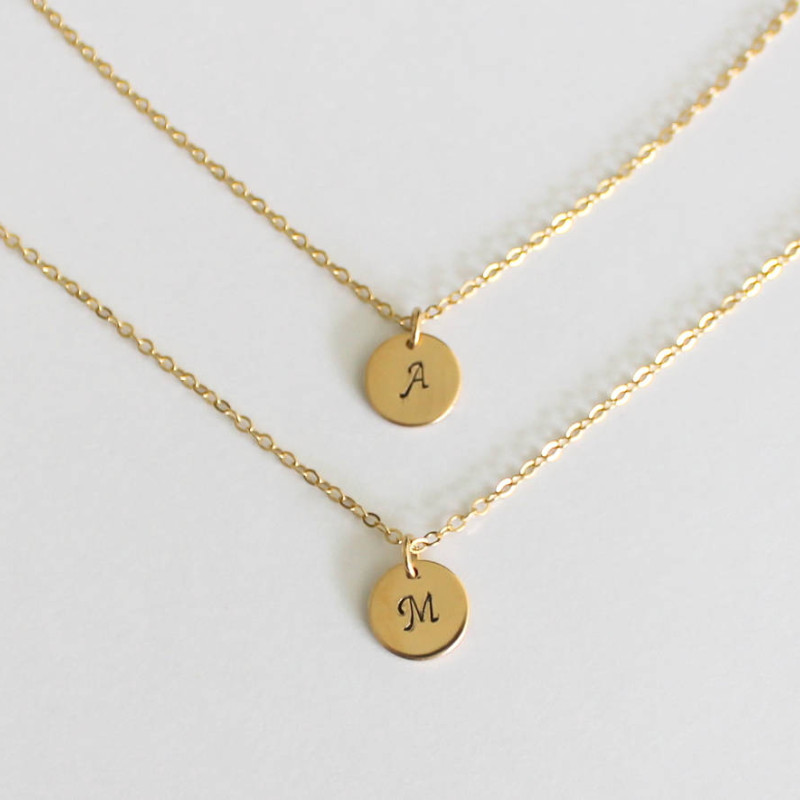 Layered Initial Necklace Set, Dainty Gold Layering necklace, Silver