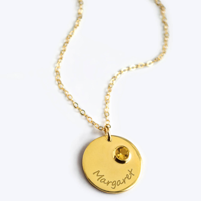 November Birthstone Necklace, Personalized Bridesmaid Necklace, Citrine