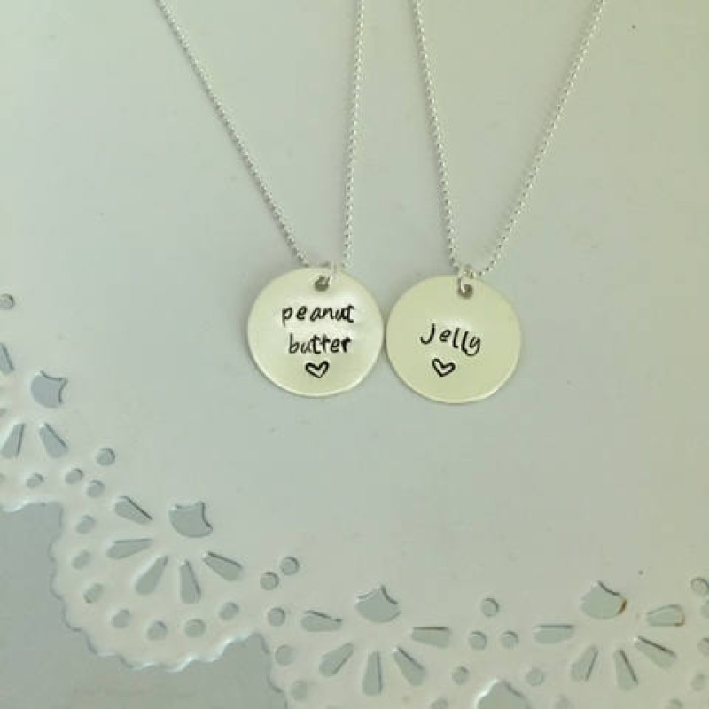 Peanut Butter and Jelly Necklace Best Friend Necklace Set Silver Bestie Necklace Best