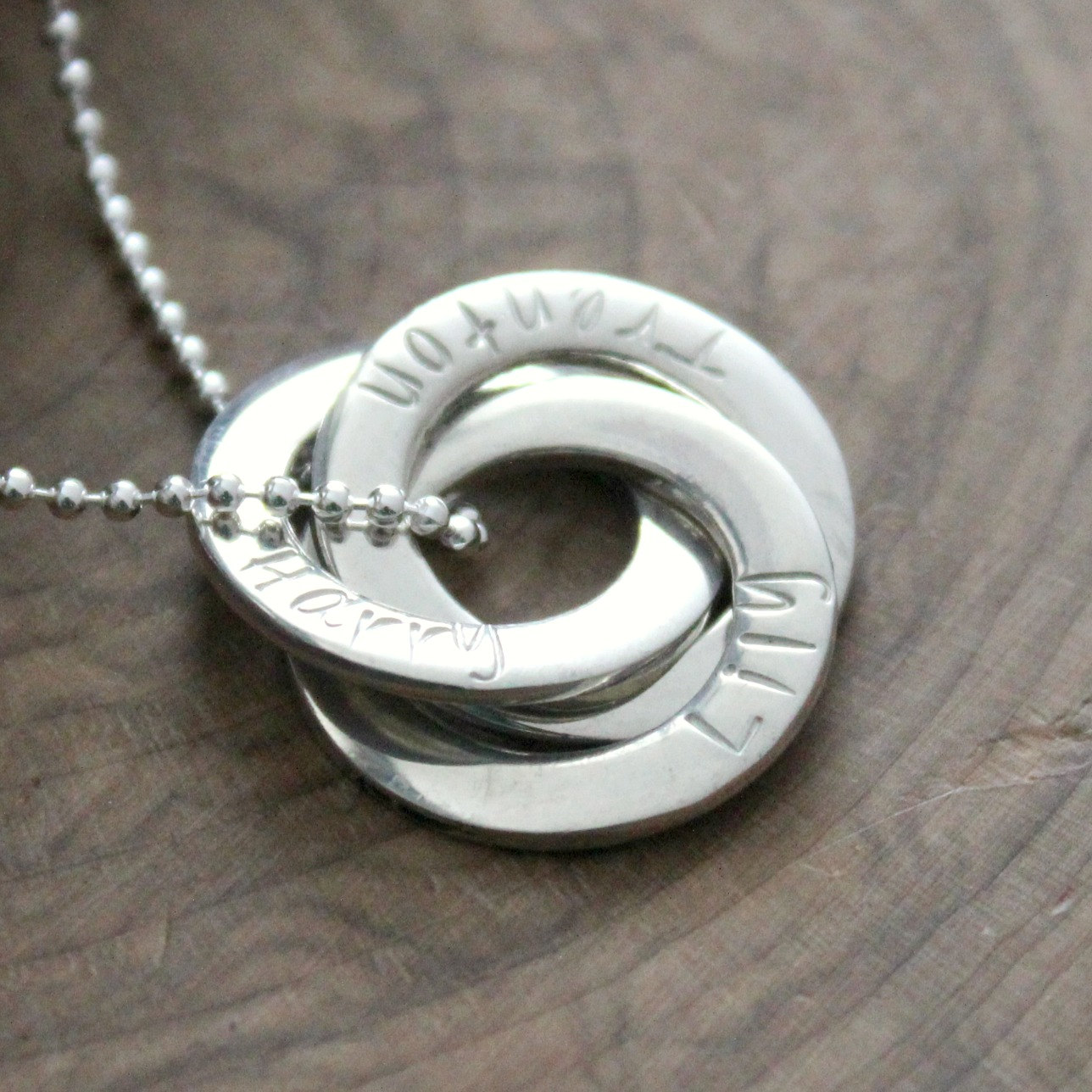 Personalized, Interlocking Ring Necklace, Russian Ring Pendant ...