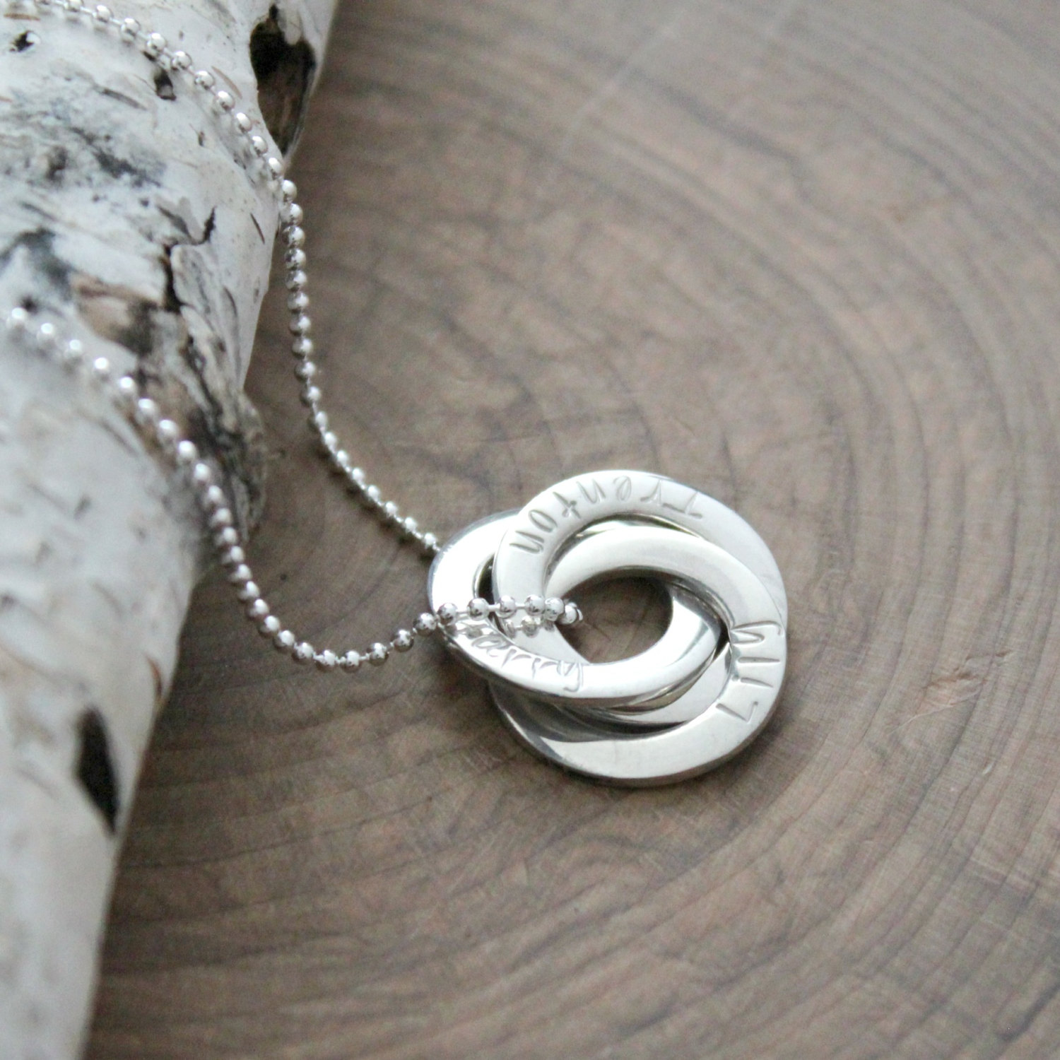 Personalized, Interlocking Ring Necklace, Russian Ring Pendant ...