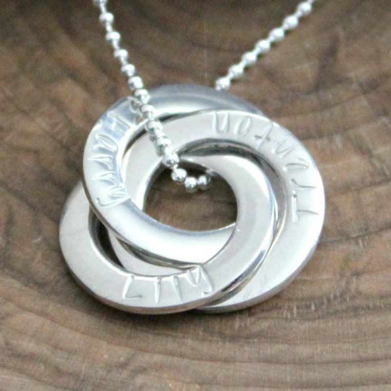 Personalized, Interlocking Ring Necklace, Russian Ring Pendant ...