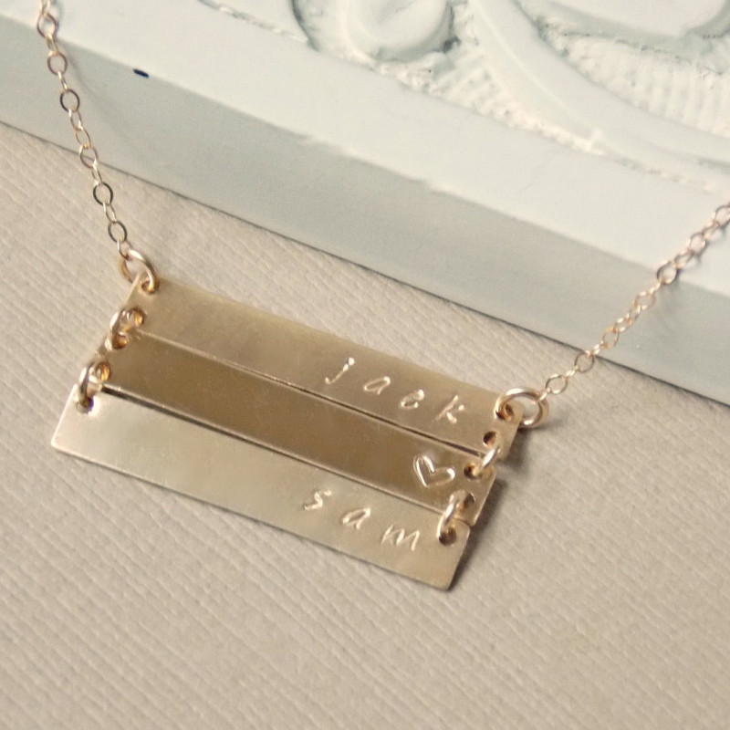 Stacked Bar Necklace, 1 2 3 4 Gold Nameplate, Personalized Jewelry
