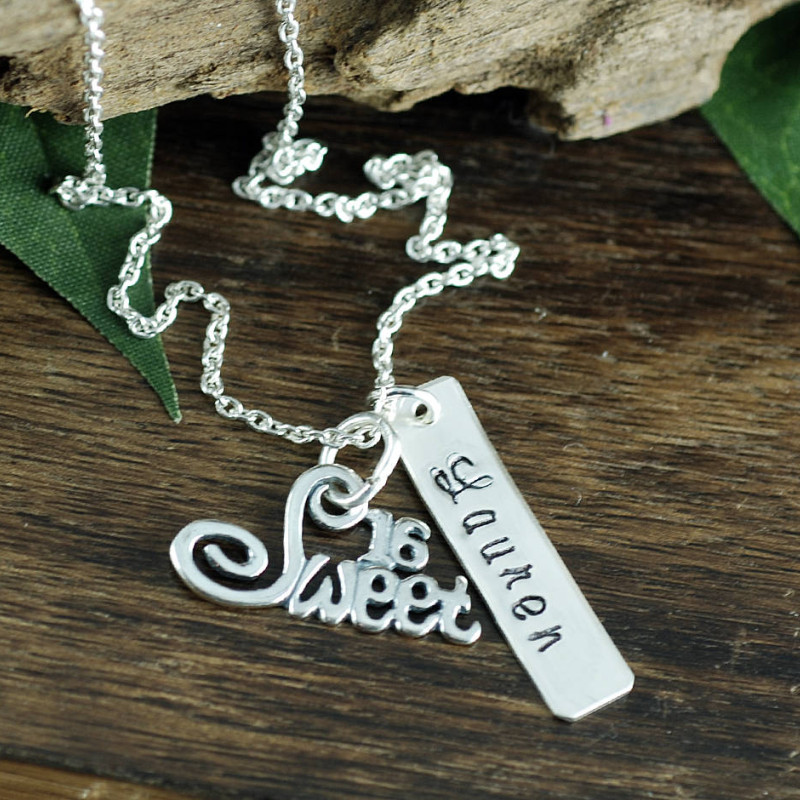 Sweet 16 Necklace, Sweet Sixteen Gift, Personalized Necklace, 16th