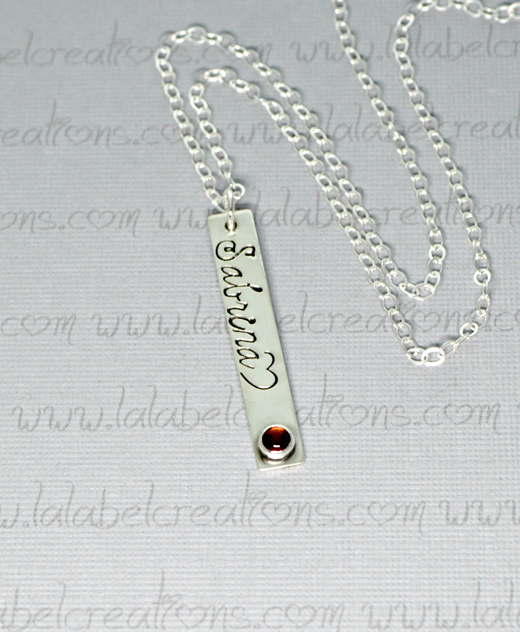 Vertical Bar Necklace Personalized Bar Necklace Sterling Silver Name