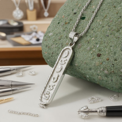 Arabic Cartouche,  Monogram Necklace,  Arabic Necklace,  Cartouche Necklace, Personalized in English & Arabic, Flat Round, CR004A