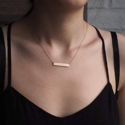 Bar Necklace, Personalized Engraved Name Plate Necklace, Medium Modern Bar Necklace