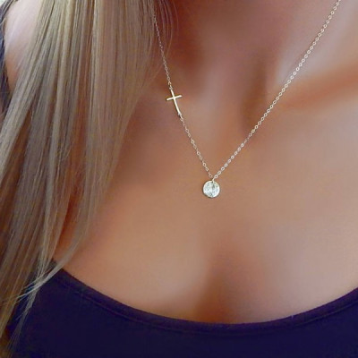 Fingerprint Necklace • Custom Personalized Engraved Keepsake • Cross Necklace •  Christian Birthstone •  Push Gift • Memorial Gift  [18-201]