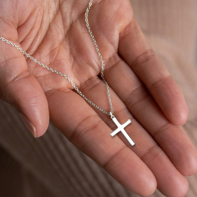 Mini Silver Cross Charm Necklace - Name My Jewelry ™