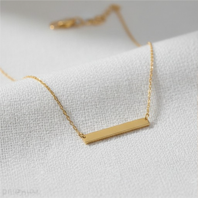 24K gold fill engraved bar necklace gold nameplate pendant on necklace engraved name on bar name on gold bar necklace simple bar pendant