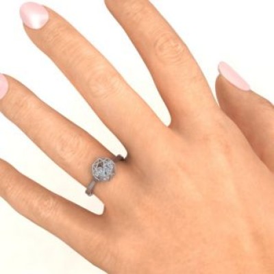 personalized Diamond Cage Ring with Encased Heart Stones  - Name My Jewelry ™