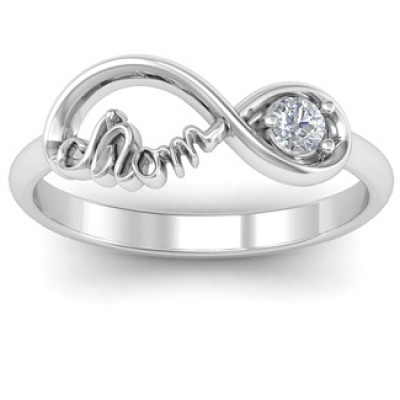 Mom's Infinity Bond Ring with Birthstone  - Name My Jewelry ™