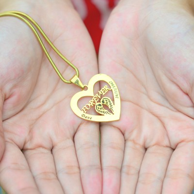 personalized Angel in My Heart Necklace - 18ct Gold Plated - Name My Jewelry ™