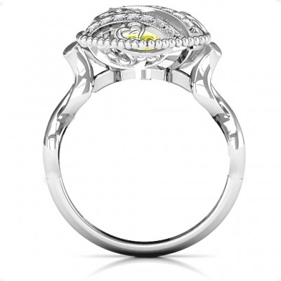Sparkling Hearts Caged Hearts Ring with Infinity Band - Name My Jewelry ™