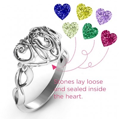 Mum heart Caged Hearts Ring with Infinity Band - Name My Jewelry ™