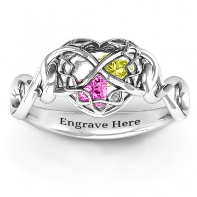 My Infinite Love Caged Hearts Ring - Name My Jewelry ™