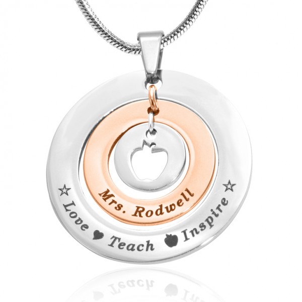 personalized Circles of Love Necklace Teacher - TWO TONE - Rose Gold  Silver - Name My Jewelry ™