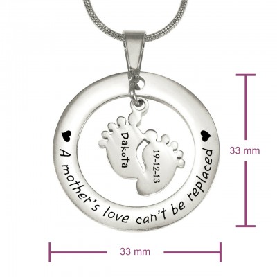 personalized Cant Be Replaced Necklace - Single Feet 18mm - Sterling Silver - Name My Jewelry ™