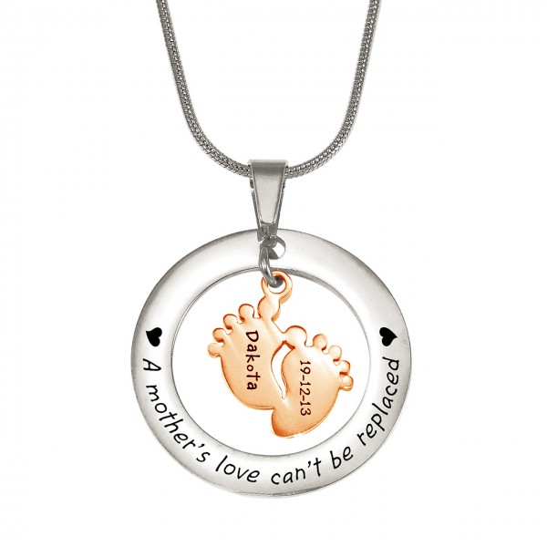 personalized Cant Be Replaced Necklace - Single Feet 18mm - Two Tone - 18ct Rose Gold Plated - Name My Jewelry ™