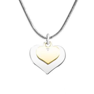 personalized Double Heart Necklace - Two Tone - Gold n Silver - Name My Jewelry ™