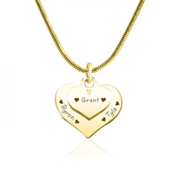 personalized Double Heart Necklace - 18ct Gold Plated - Name My Jewelry ™