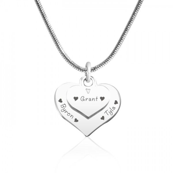 personalized Double Heart Necklace - Sterling Silver - Name My Jewelry ™